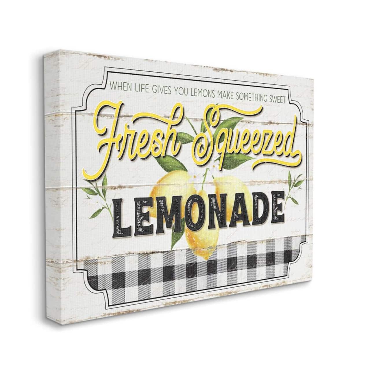 Stupell Industries White, Black, & Yellow Rustic Fresh Squeezed Lemonade Wall Art